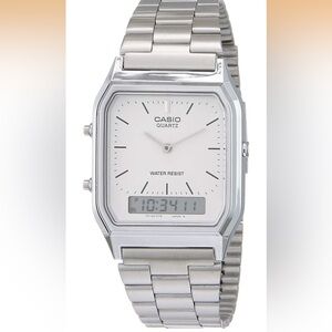 Casio Silver Quartz Watch with White Dial